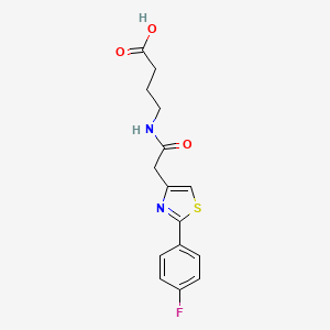molecular formula C15H15FN2O3S B11136262 4-({[2-(4-Fluorophenyl)-1,3-thiazol-4-yl]acetyl}amino)butanoic acid 