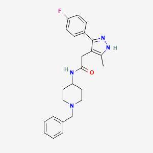 molecular formula C24H27FN4O B11136281 N-(1-benzylpiperidin-4-yl)-2-[5-(4-fluorophenyl)-3-methyl-1H-pyrazol-4-yl]acetamide 