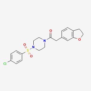 molecular formula C20H21ClN2O4S B11136533 1-{4-[(4-Chlorophenyl)sulfonyl]piperazino}-2-(2,3-dihydro-1-benzofuran-6-yl)-1-ethanone 