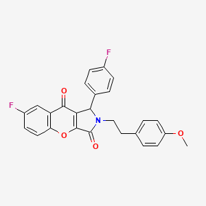 molecular formula C26H19F2NO4 B11136734 7-Fluoro-1-(4-fluorophenyl)-2-[2-(4-methoxyphenyl)ethyl]-1,2-dihydrochromeno[2,3-c]pyrrole-3,9-dione 