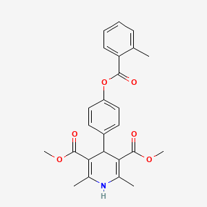molecular formula C25H25NO6 B11136744 Dimethyl 2,6-dimethyl-4-(4-{[(2-methylphenyl)carbonyl]oxy}phenyl)-1,4-dihydropyridine-3,5-dicarboxylate 