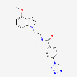 molecular formula C19H18N6O2 B11136775 N-[2-(4-methoxy-1H-indol-1-yl)ethyl]-4-(1H-1,2,3,4-tetraazol-1-yl)benzamide 