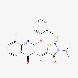 molecular formula C23H21N3O3S2 B11136778 3-isopropyl-5-{(Z)-1-[9-methyl-2-(2-methylphenoxy)-4-oxo-4H-pyrido[1,2-a]pyrimidin-3-yl]methylidene}-2-thioxo-1,3-thiazolan-4-one 