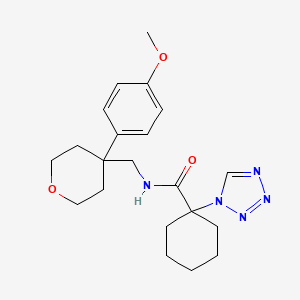 molecular formula C21H29N5O3 B11136850 N-{[4-(4-methoxyphenyl)tetrahydro-2H-pyran-4-yl]methyl}-1-(1H-1,2,3,4-tetraazol-1-yl)-1-cyclohexanecarboxamide 