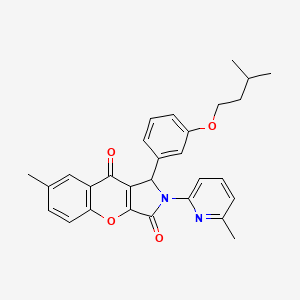 molecular formula C29H28N2O4 B11136924 7-Methyl-1-[3-(3-methylbutoxy)phenyl]-2-(6-methylpyridin-2-yl)-1,2-dihydrochromeno[2,3-c]pyrrole-3,9-dione 