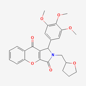 molecular formula C25H25NO7 B11136951 2-(Tetrahydrofuran-2-ylmethyl)-1-(3,4,5-trimethoxyphenyl)-1,2-dihydrochromeno[2,3-c]pyrrole-3,9-dione 