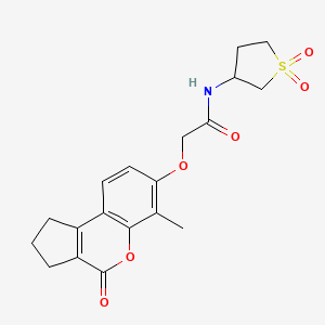 molecular formula C19H21NO6S B11137056 N-(1,1-dioxidotetrahydrothiophen-3-yl)-2-[(6-methyl-4-oxo-1,2,3,4-tetrahydrocyclopenta[c]chromen-7-yl)oxy]acetamide 