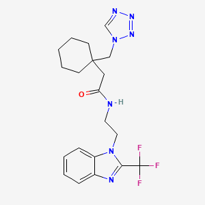 molecular formula C20H24F3N7O B11137058 2-[1-(1H-1,2,3,4-tetraazol-1-ylmethyl)cyclohexyl]-N-{2-[2-(trifluoromethyl)-1H-1,3-benzimidazol-1-yl]ethyl}acetamide 