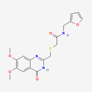molecular formula C18H19N3O5S B11137109 N-(furan-2-ylmethyl)-2-{[(4-hydroxy-6,7-dimethoxyquinazolin-2-yl)methyl]sulfanyl}acetamide 