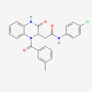 molecular formula C24H20ClN3O3 B11137292 N-(4-chlorophenyl)-2-{1-[(3-methylphenyl)carbonyl]-3-oxo-1,2,3,4-tetrahydroquinoxalin-2-yl}acetamide 