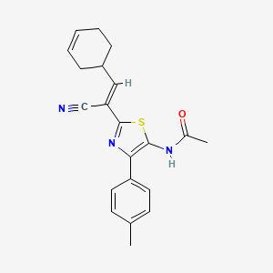 molecular formula C21H21N3OS B11137297 N-{2-[(E)-1-cyano-2-(cyclohex-3-en-1-yl)ethenyl]-4-(4-methylphenyl)-1,3-thiazol-5-yl}acetamide 