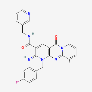 molecular formula C26H21FN6O2 B11137414 {1-[(4-fluorophenyl)methyl]-2-imino-10-methyl-5-oxo(1,6-dihydropyridino[2,3-d] pyridino[1,2-a]pyrimidin-3-yl)}-N-(3-pyridylmethyl)carboxamide 