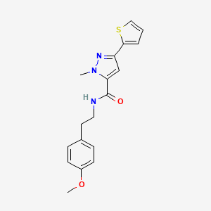 molecular formula C18H19N3O2S B11137469 N-(4-methoxyphenethyl)-1-methyl-3-(2-thienyl)-1H-pyrazole-5-carboxamide 