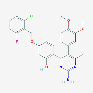 molecular formula C26H23ClFN3O4 B11137540 2-[2-Amino-5-(3,4-dimethoxyphenyl)-6-methyl-4-pyrimidinyl]-5-[(2-chloro-6-fluorobenzyl)oxy]phenol 