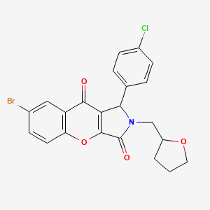 molecular formula C22H17BrClNO4 B11137622 7-Bromo-1-(4-chlorophenyl)-2-(tetrahydrofuran-2-ylmethyl)-1,2-dihydrochromeno[2,3-c]pyrrole-3,9-dione 