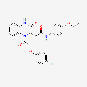 molecular formula C26H24ClN3O5 B11137691 2-{1-[(4-chlorophenoxy)acetyl]-3-oxo-1,2,3,4-tetrahydroquinoxalin-2-yl}-N-(4-ethoxyphenyl)acetamide 