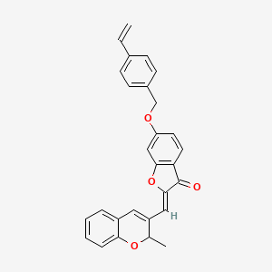 molecular formula C28H22O4 B11137732 (2Z)-6-[(4-ethenylbenzyl)oxy]-2-[(2-methyl-2H-chromen-3-yl)methylidene]-1-benzofuran-3(2H)-one 