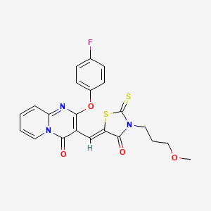 molecular formula C22H18FN3O4S2 B11137844 2-(4-fluorophenoxy)-3-{(Z)-[3-(3-methoxypropyl)-4-oxo-2-thioxo-1,3-thiazolidin-5-ylidene]methyl}-4H-pyrido[1,2-a]pyrimidin-4-one 