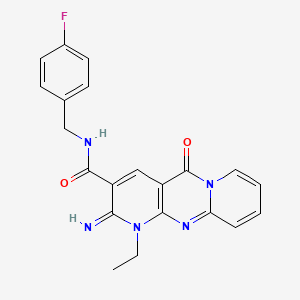 molecular formula C21H18FN5O2 B11137856 7-ethyl-N-[(4-fluorophenyl)methyl]-6-imino-2-oxo-1,7,9-triazatricyclo[8.4.0.03,8]tetradeca-3(8),4,9,11,13-pentaene-5-carboxamide 