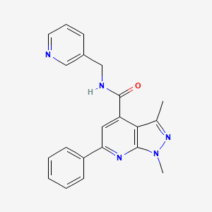 molecular formula C21H19N5O B11137858 1,3-dimethyl-6-phenyl-N~4~-(3-pyridylmethyl)-1H-pyrazolo[3,4-b]pyridine-4-carboxamide 