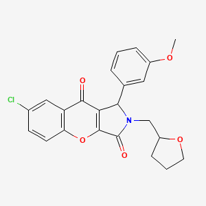 molecular formula C23H20ClNO5 B11137942 7-Chloro-1-(3-methoxyphenyl)-2-(tetrahydrofuran-2-ylmethyl)-1,2-dihydrochromeno[2,3-c]pyrrole-3,9-dione 