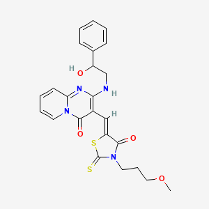 molecular formula C24H24N4O4S2 B11137960 2-[(2-hydroxy-2-phenylethyl)amino]-3-{(Z)-[3-(3-methoxypropyl)-4-oxo-2-thioxo-1,3-thiazolidin-5-ylidene]methyl}-4H-pyrido[1,2-a]pyrimidin-4-one 