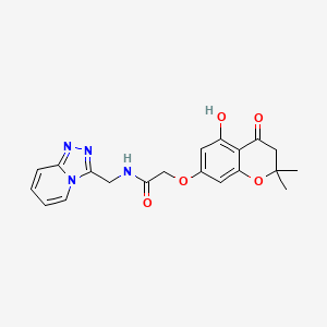 molecular formula C20H20N4O5 B11137979 2-[(5-hydroxy-2,2-dimethyl-4-oxo-3,4-dihydro-2H-chromen-7-yl)oxy]-N-([1,2,4]triazolo[4,3-a]pyridin-3-ylmethyl)acetamide 
