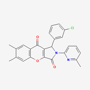 molecular formula C25H19ClN2O3 B11137988 1-(3-Chlorophenyl)-6,7-dimethyl-2-(6-methylpyridin-2-yl)-1,2-dihydrochromeno[2,3-c]pyrrole-3,9-dione 