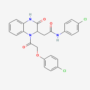 molecular formula C24H19Cl2N3O4 B11138001 2-{1-[(4-chlorophenoxy)acetyl]-3-oxo-1,2,3,4-tetrahydroquinoxalin-2-yl}-N-(4-chlorophenyl)acetamide 