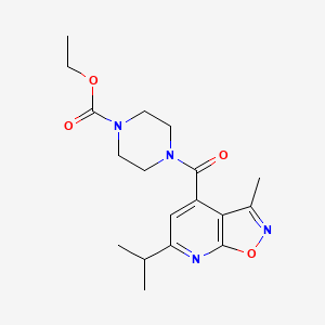 molecular formula C18H24N4O4 B11138013 ethyl 4-[(6-isopropyl-3-methylisoxazolo[5,4-b]pyridin-4-yl)carbonyl]tetrahydro-1(2H)-pyrazinecarboxylate 
