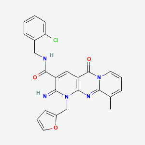 molecular formula C25H20ClN5O3 B11138161 N-[(2-chlorophenyl)methyl]-7-(furan-2-ylmethyl)-6-imino-11-methyl-2-oxo-1,7,9-triazatricyclo[8.4.0.03,8]tetradeca-3(8),4,9,11,13-pentaene-5-carboxamide 