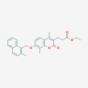 molecular formula C28H28O5 B11138188 ethyl 3-{4,8-dimethyl-7-[(2-methyl-1-naphthyl)methoxy]-2-oxo-2H-chromen-3-yl}propanoate 