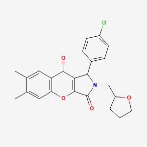 molecular formula C24H22ClNO4 B11138437 1-(4-Chlorophenyl)-6,7-dimethyl-2-(tetrahydrofuran-2-ylmethyl)-1,2-dihydrochromeno[2,3-c]pyrrole-3,9-dione 