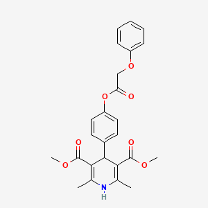 molecular formula C25H25NO7 B11138473 Dimethyl 2,6-dimethyl-4-{4-[(phenoxyacetyl)oxy]phenyl}-1,4-dihydropyridine-3,5-dicarboxylate 