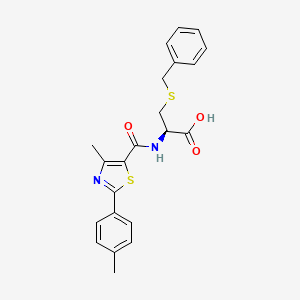 molecular formula C22H22N2O3S2 B11138507 S-benzyl-N-{[4-methyl-2-(4-methylphenyl)-1,3-thiazol-5-yl]carbonyl}-L-cysteine 