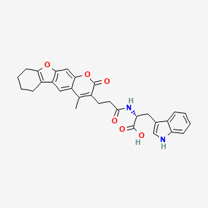 molecular formula C30H28N2O6 B11138520 N-[3-(4-methyl-2-oxo-6,7,8,9-tetrahydro-2H-[1]benzofuro[3,2-g]chromen-3-yl)propanoyl]-D-tryptophan 