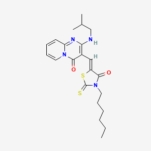 molecular formula C22H28N4O2S2 B11138524 3-[(Z)-(3-hexyl-4-oxo-2-thioxo-1,3-thiazolidin-5-ylidene)methyl]-2-[(2-methylpropyl)amino]-4H-pyrido[1,2-a]pyrimidin-4-one 