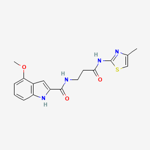 molecular formula C17H18N4O3S B11138550 4-methoxy-N~2~-{3-[(4-methyl-1,3-thiazol-2-yl)amino]-3-oxopropyl}-1H-indole-2-carboxamide 