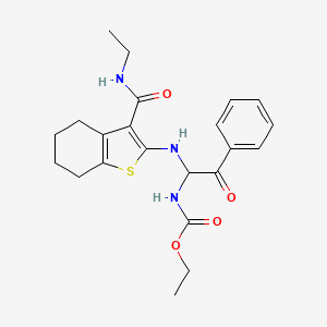 molecular formula C22H27N3O4S B11138585 Ethyl (1-{[3-(ethylcarbamoyl)-4,5,6,7-tetrahydro-1-benzothiophen-2-yl]amino}-2-oxo-2-phenylethyl)carbamate 