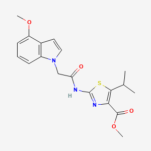 molecular formula C19H21N3O4S B11138728 methyl 5-isopropyl-2-{[2-(4-methoxy-1H-indol-1-yl)acetyl]amino}-1,3-thiazole-4-carboxylate 