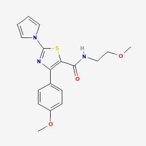 molecular formula C18H19N3O3S B11138750 N-(2-methoxyethyl)-4-(4-methoxyphenyl)-2-(1H-pyrrol-1-yl)-1,3-thiazole-5-carboxamide 