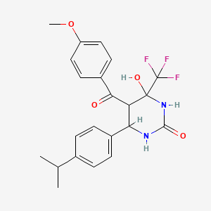 molecular formula C22H23F3N2O4 B11139006 4-hydroxy-6-(4-isopropylphenyl)-5-(4-methoxybenzoyl)-4-(trifluoromethyl)tetrahydro-2(1H)-pyrimidinone 
