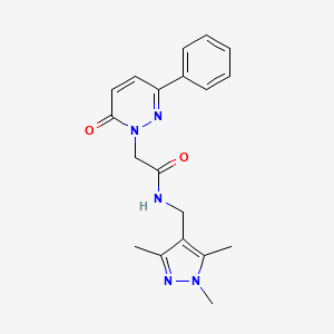 molecular formula C19H21N5O2 B11139255 2-[6-oxo-3-phenyl-1(6H)-pyridazinyl]-N-[(1,3,5-trimethyl-1H-pyrazol-4-yl)methyl]acetamide 