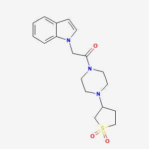 molecular formula C18H23N3O3S B11139262 1-(4-(1,1-dioxidotetrahydrothiophen-3-yl)piperazin-1-yl)-2-(1H-indol-1-yl)ethanone 