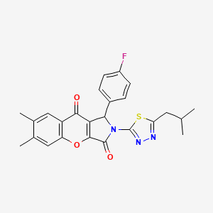 molecular formula C25H22FN3O3S B11139307 1-(4-Fluorophenyl)-6,7-dimethyl-2-[5-(2-methylpropyl)-1,3,4-thiadiazol-2-yl]-1,2-dihydrochromeno[2,3-c]pyrrole-3,9-dione 
