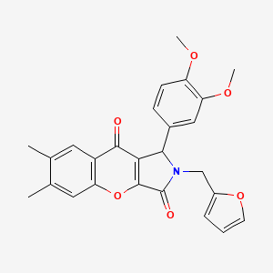 molecular formula C26H23NO6 B11139318 1-(3,4-Dimethoxyphenyl)-2-(furan-2-ylmethyl)-6,7-dimethyl-1,2-dihydrochromeno[2,3-c]pyrrole-3,9-dione 