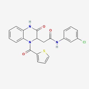 molecular formula C21H16ClN3O3S B11139367 N-(3-chlorophenyl)-2-[3-oxo-1-(thiophene-2-carbonyl)-1,2,3,4-tetrahydroquinoxalin-2-yl]acetamide 