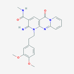 molecular formula C23H23N5O4 B11139392 7-[2-(3,4-dimethoxyphenyl)ethyl]-6-imino-N-methyl-2-oxo-1,7,9-triazatricyclo[8.4.0.0^{3,8}]tetradeca-3(8),4,9,11,13-pentaene-5-carboxamide 