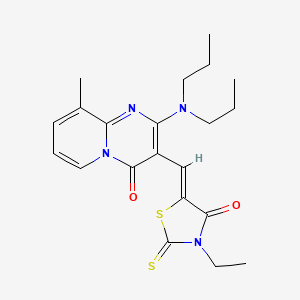 molecular formula C21H26N4O2S2 B11139399 2-(dipropylamino)-3-[(Z)-(3-ethyl-4-oxo-2-thioxo-1,3-thiazolidin-5-ylidene)methyl]-9-methyl-4H-pyrido[1,2-a]pyrimidin-4-one 