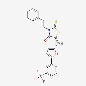 molecular formula C23H16F3NO2S2 B11139441 (5E)-3-(2-phenylethyl)-2-thioxo-5-({5-[3-(trifluoromethyl)phenyl]furan-2-yl}methylidene)-1,3-thiazolidin-4-one 